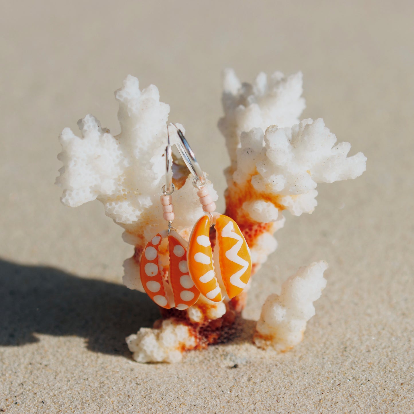 Soleil Earrings - Orange & White