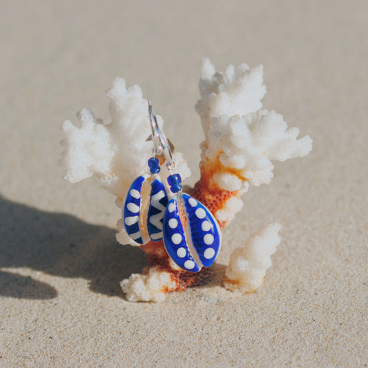 Soleil Earrings - Navy & White