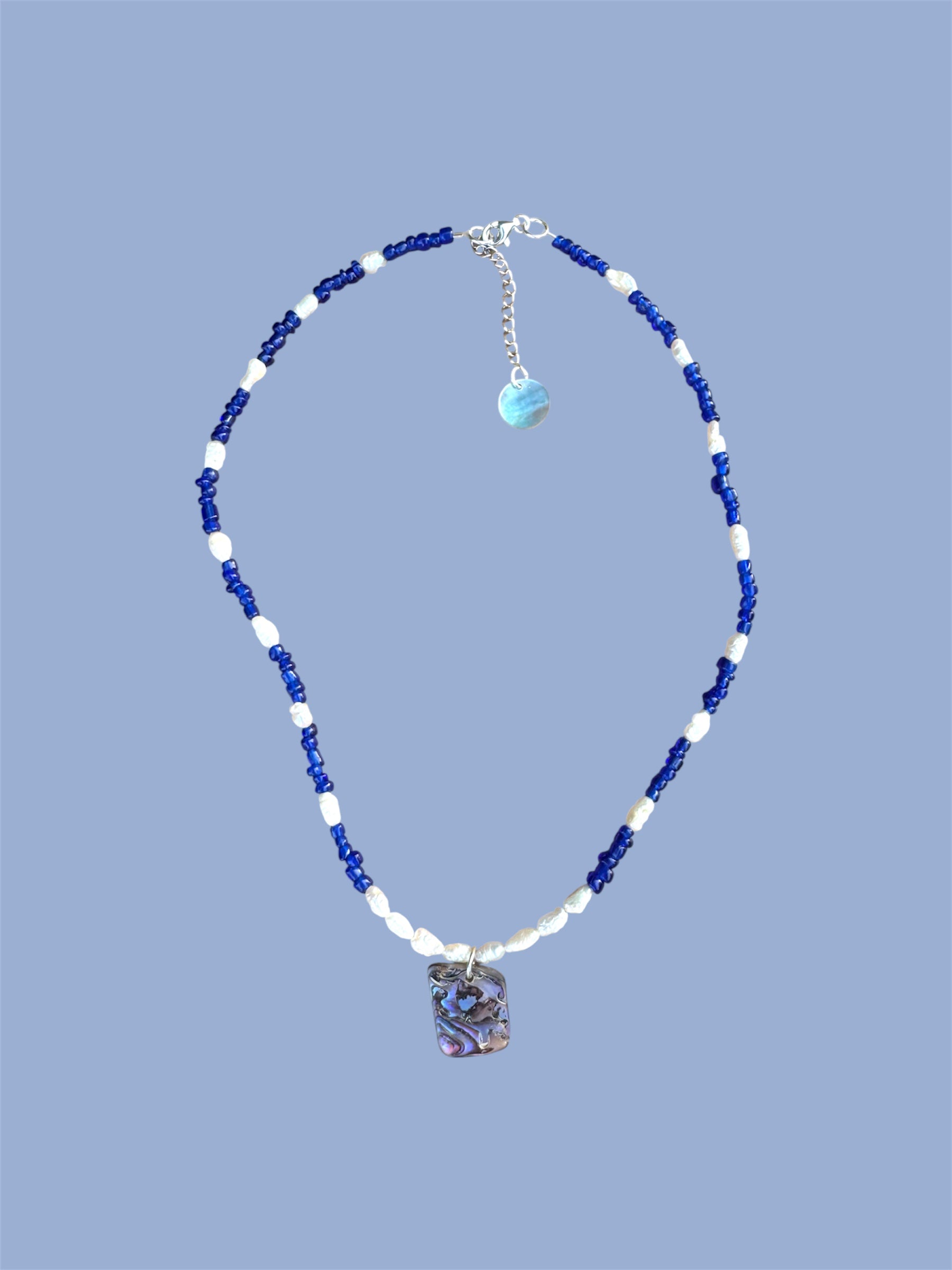 Blue Pāua Necklace 1