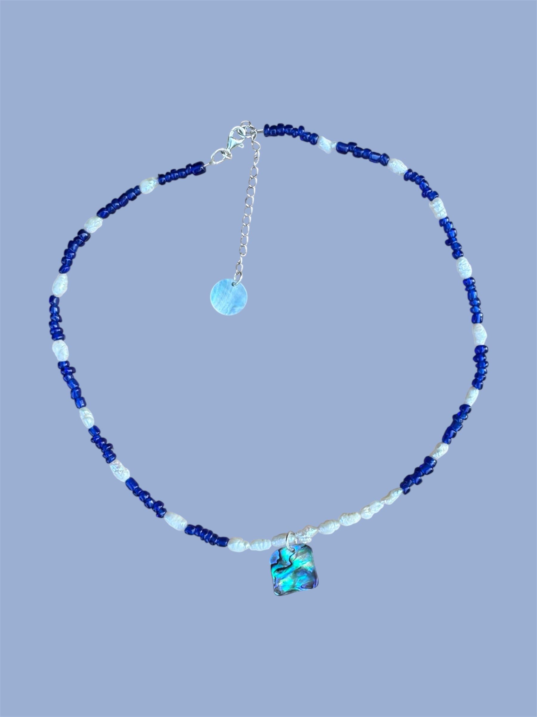 Blue Pāua Necklace 2