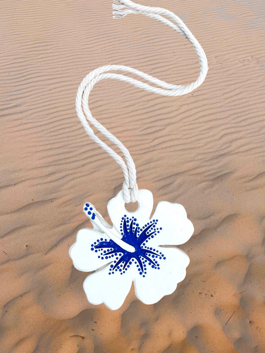 Hibiscus Tile - White & Blue