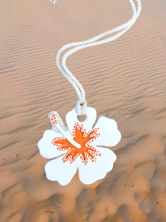 Hibiscus Tile - White & Orange