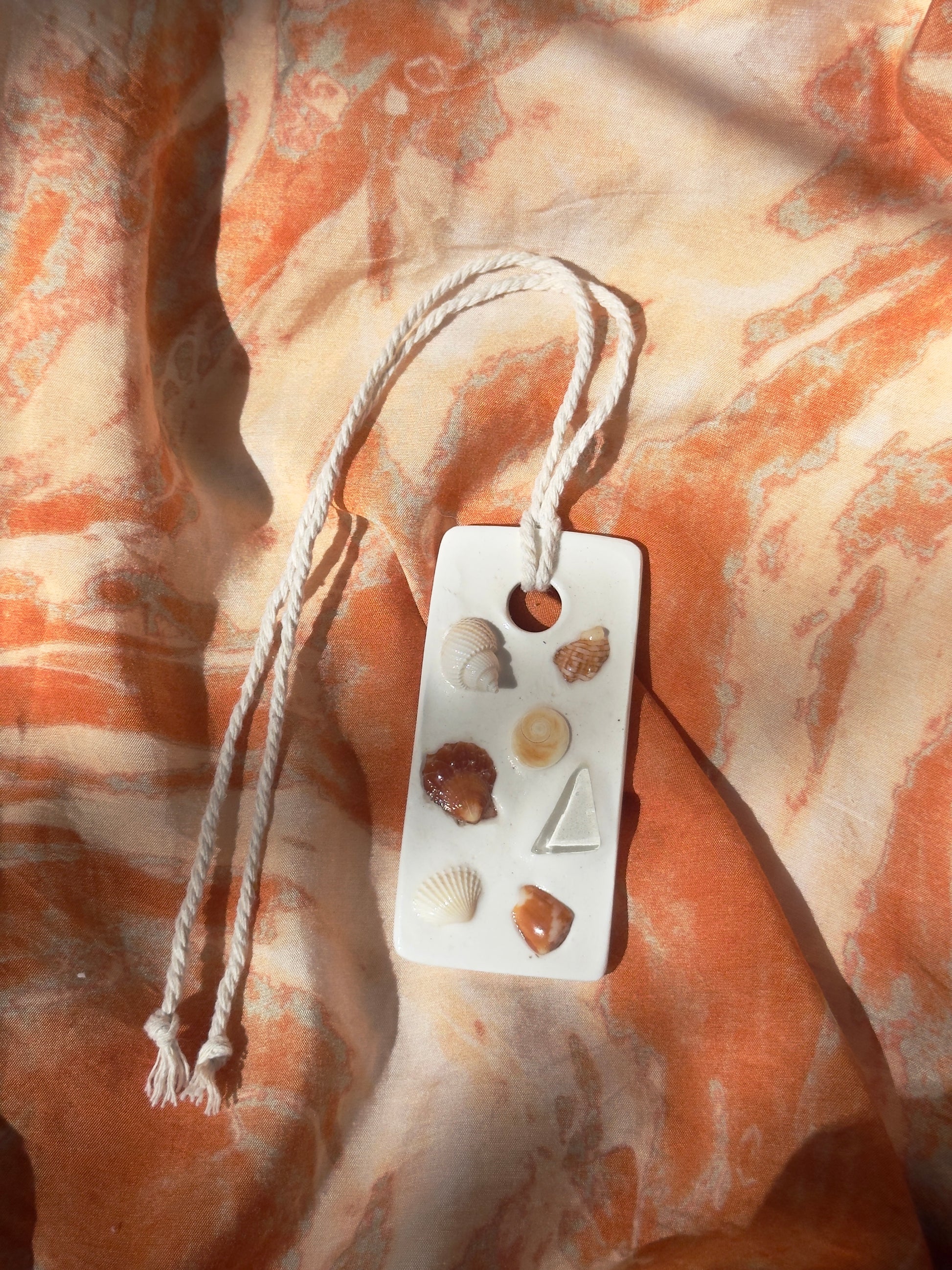 Mini Ceramic Seashell Tile – Coastal Rearview Mirror Charm | Beach Car Decor 3